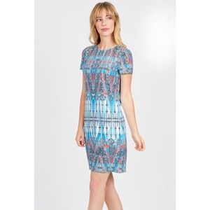 London Times Tshirt Dress - Turquoise & Coral
